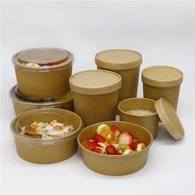 Eco-Friendly Kraft Paper Food Packaging Container Soup Container Salad 32 Oz Soulp Bowls