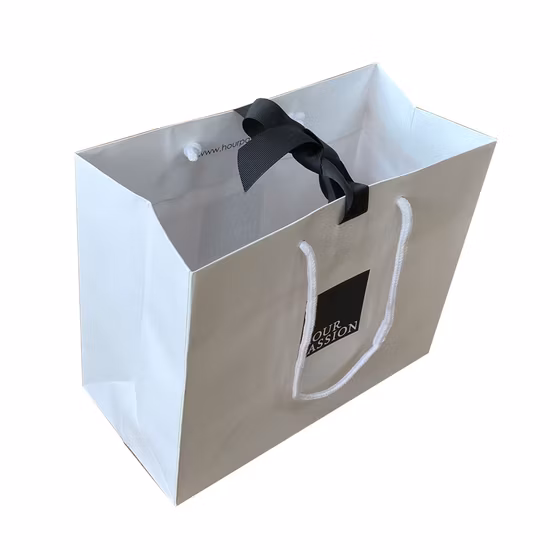 Printed FSC White Art Coated Paper Packaging Luxury Shopping Gift Bag for Clothes Apparel Gift