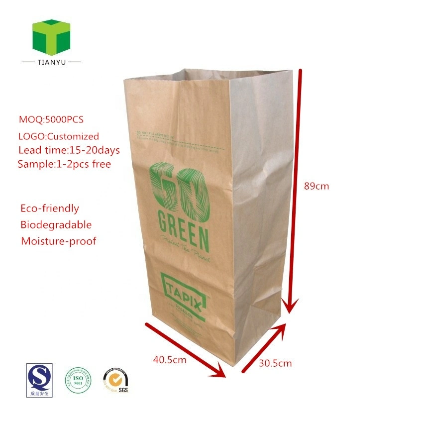 Eco Friendly Pinch Bottom Paper Bags Polypropylene Kraft Paper Bags High Tensile Strength Kitchen Refuse Bag