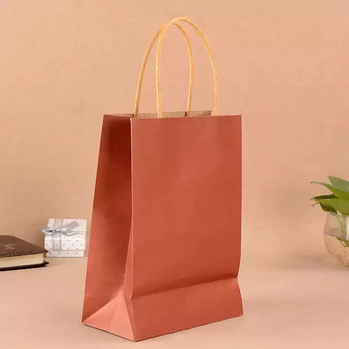 Custom Fast Food Brown Kraft Paper Bag No Handle PP Bag for Food Takeaway Custom