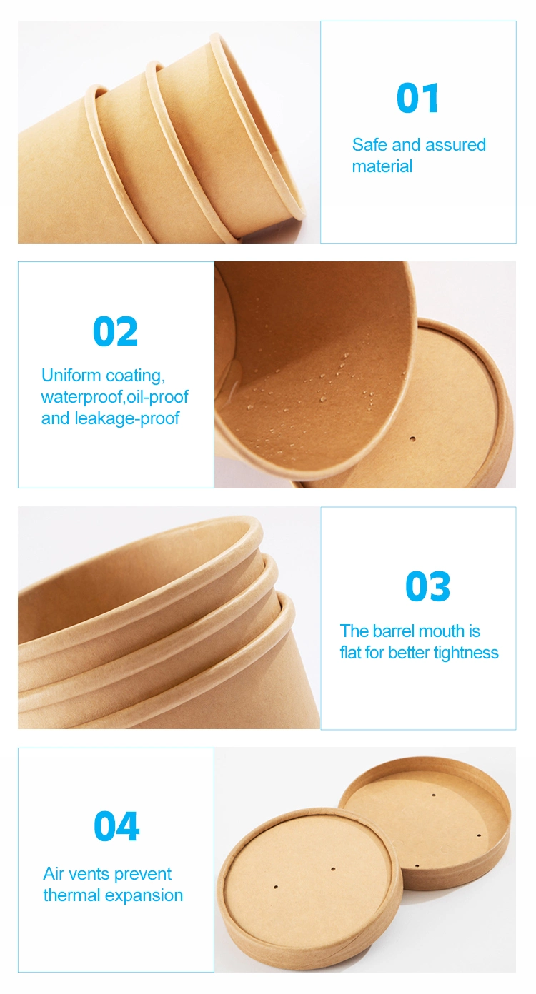 Eco-Friendly Biodegradable Food Packaging Kraft Paper Packaging for Soup Container