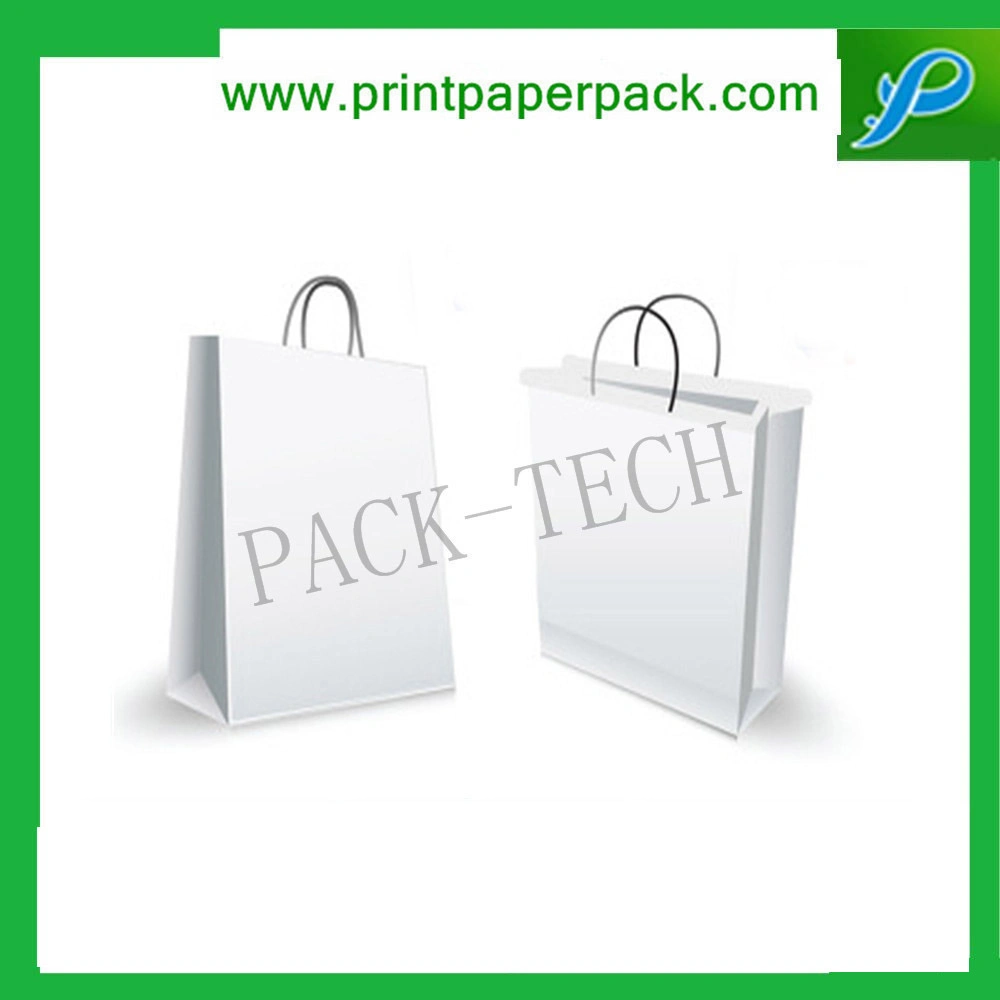 High Quanlity Solid Whole White Flat Handle Paper Carrier Bag