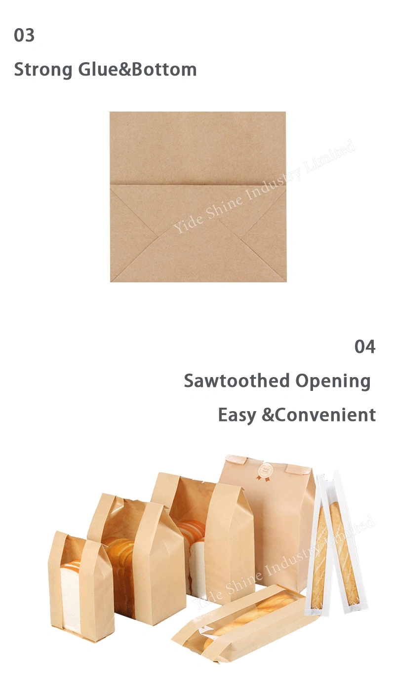 Environmental Strong Material Food Grade Kraft Paper Bags for Food Delivery Take out Food Bag with Die Cut Handle