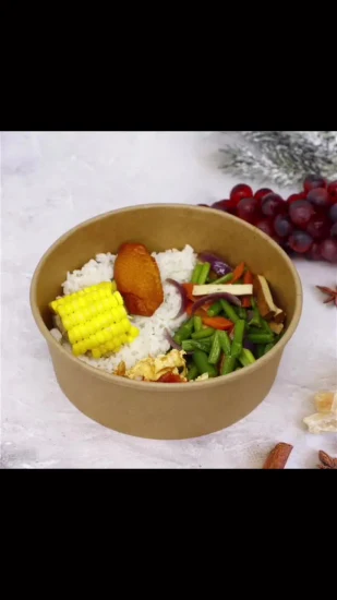 Salade de récipient de soupe de récipient d'emballage alimentaire de papier kraft qui respecte l'environnement bols de Soulp de 32 onces