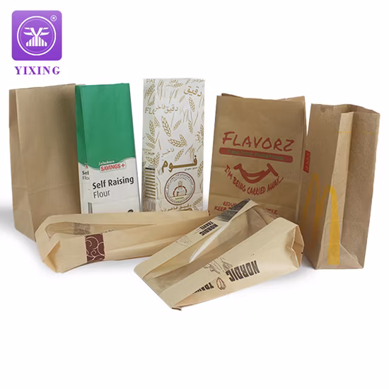 Vente en gros personnalisée de papier kraft à emporter Sac en papier découpé à la poignée pour l'emballage de restauration rapide