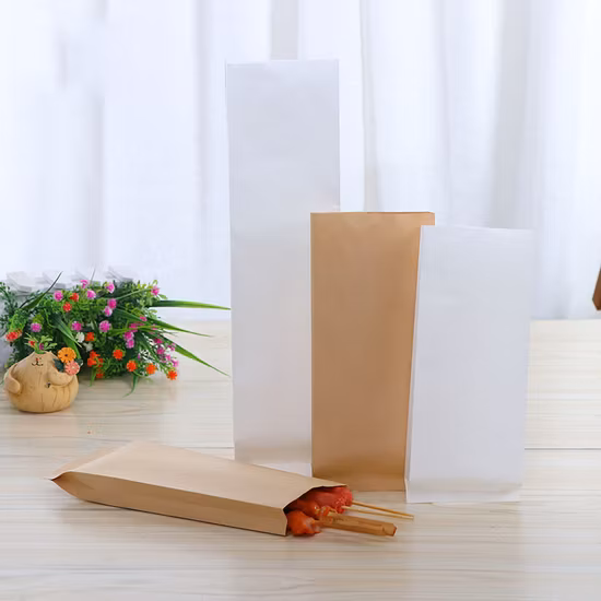 Sac en papier Greasepfoof de fond de pincement d'emballage alimentaire adapté aux besoins du client