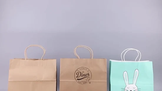 Sac en papier personnalisé avec poignée de magasinage de cadeaux Sac en papier découpé avec des matrices