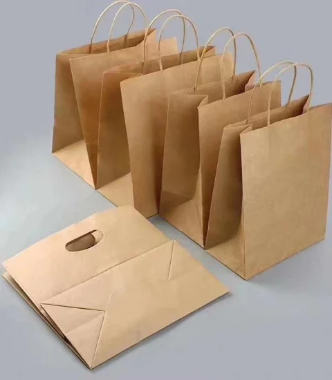 Sac d'emballage en papier kraft imprimé de luxe personnalisé en gros sac cadeau sac à provisions avec poignée en papier torsadé